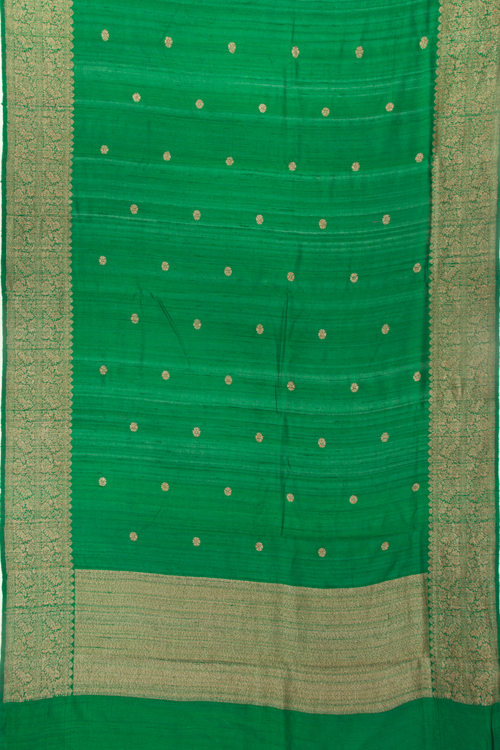 Bhagalpuri Tussar Butta Green Saree