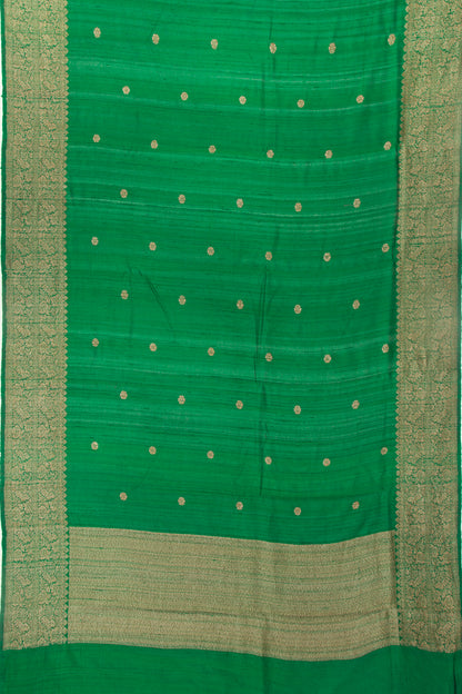 Bhagalpuri Tussar Butta Green Saree