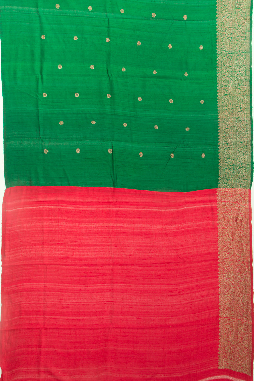 Bhagalpuri Tussar Butta Green Saree
