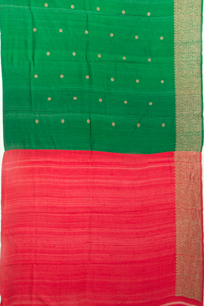 Bhagalpuri Tussar Butta Green Saree