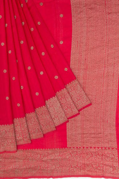Bhagalpuri Tussar Butta Red Saree