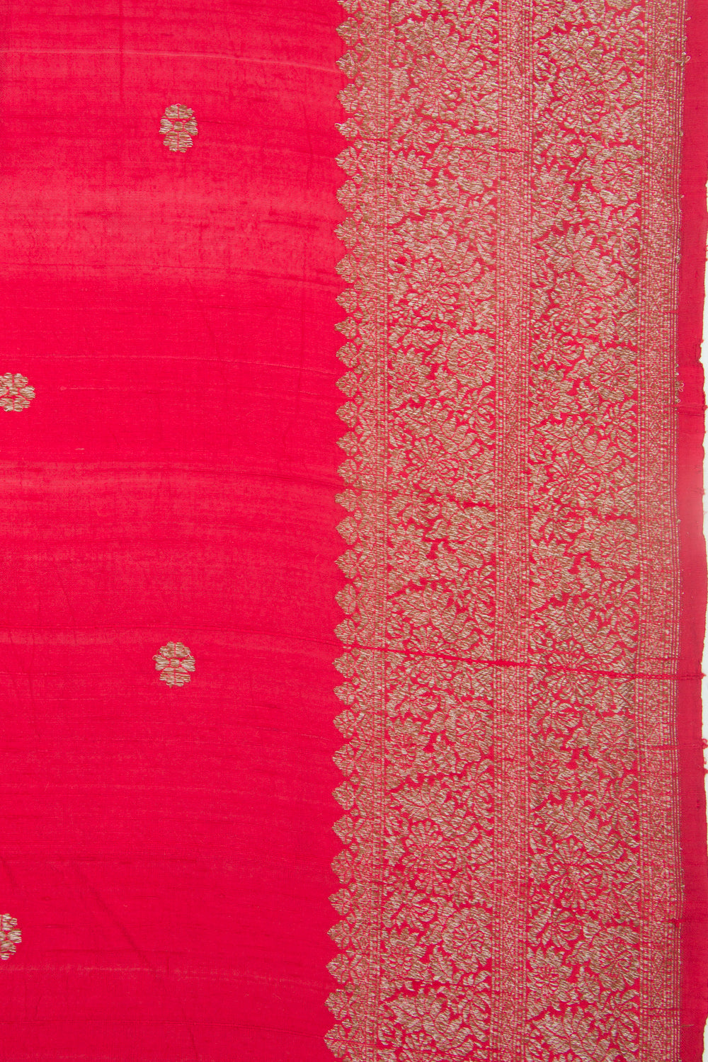 Bhagalpuri Tussar Butta Red Saree