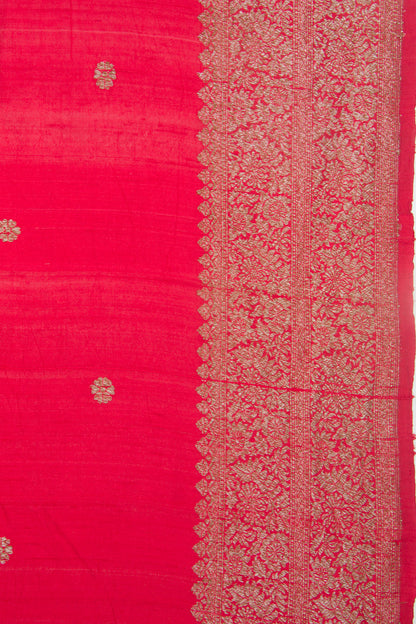Bhagalpuri Tussar Butta Red Saree