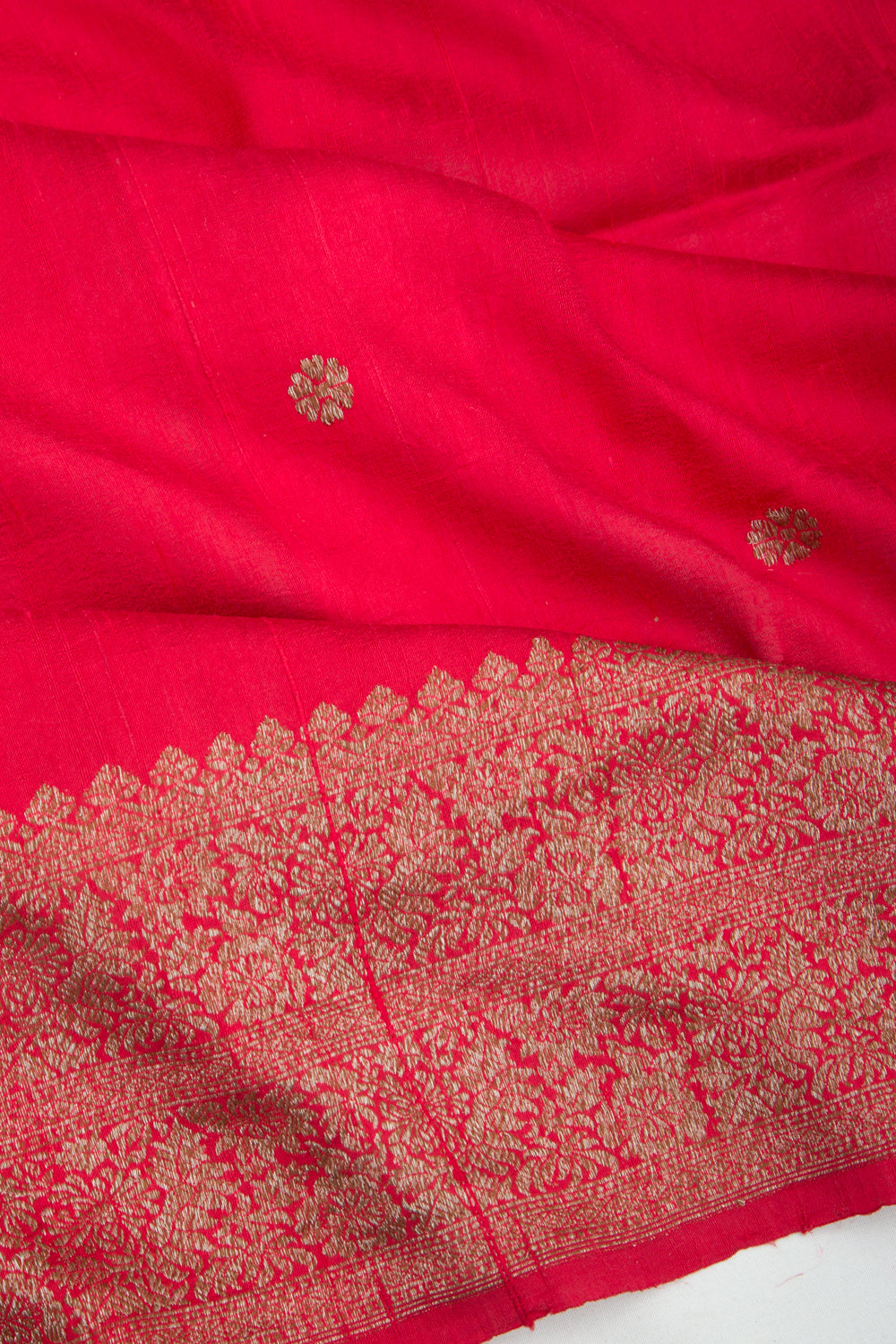 Bhagalpuri Tussar Butta Red Saree