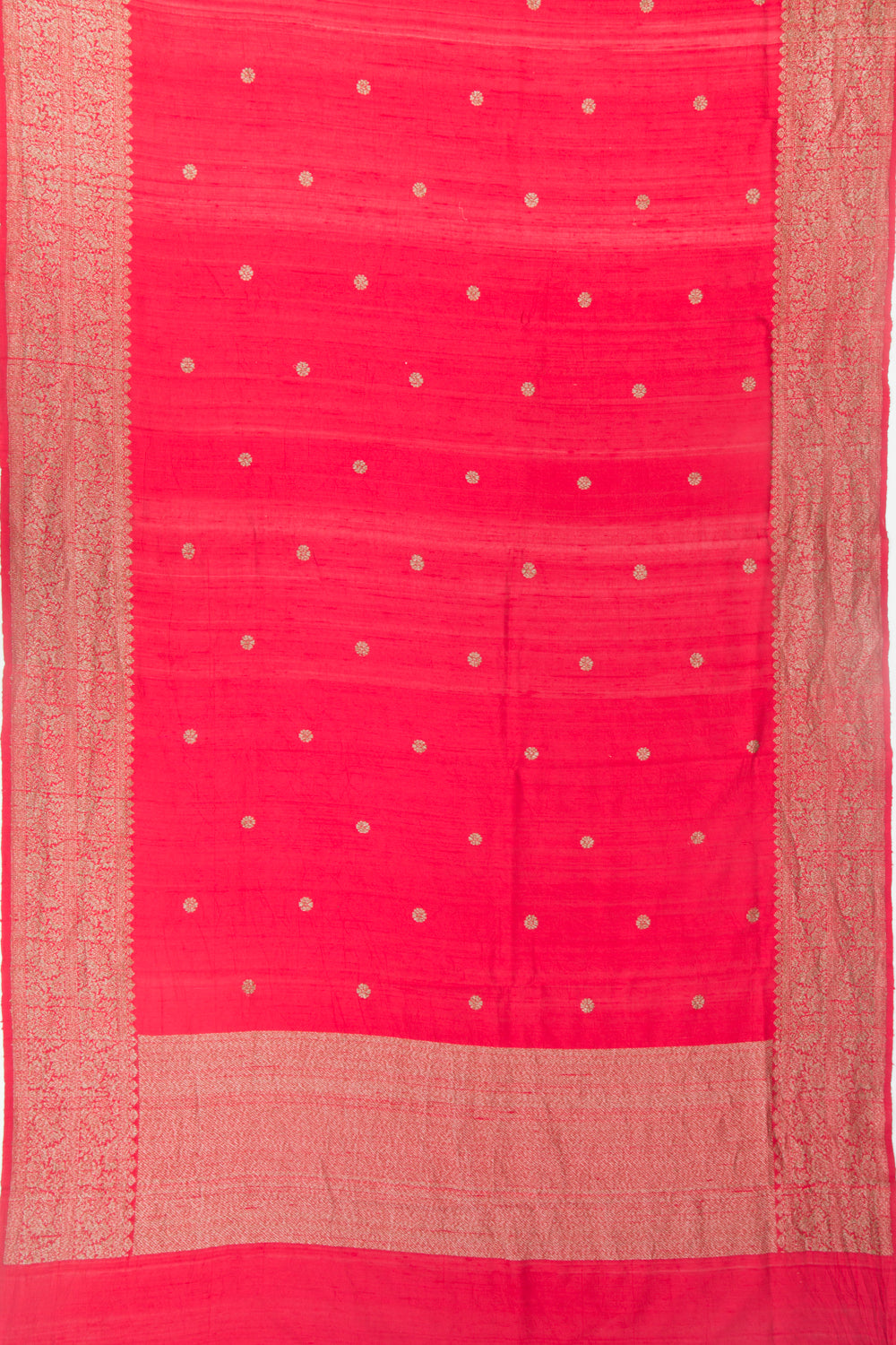 Bhagalpuri Tussar Butta Red Saree