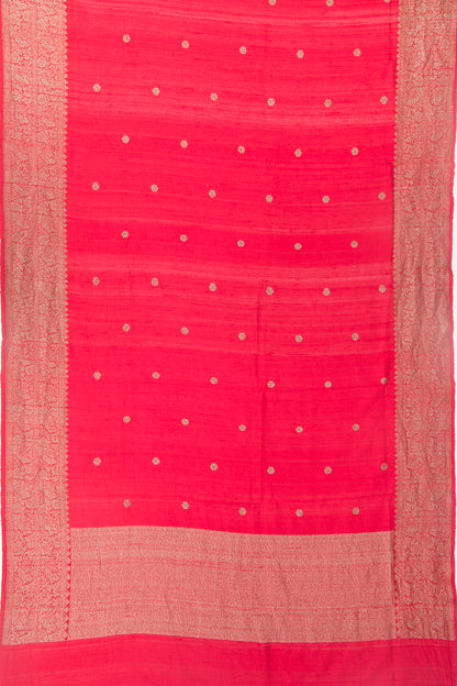Bhagalpuri Tussar Butta Red Saree