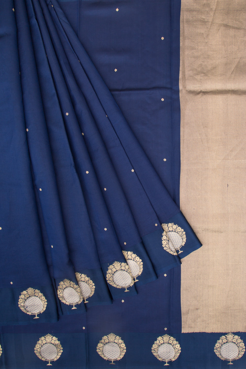Banarasi Katan Silk Butta Dark Blue Saree