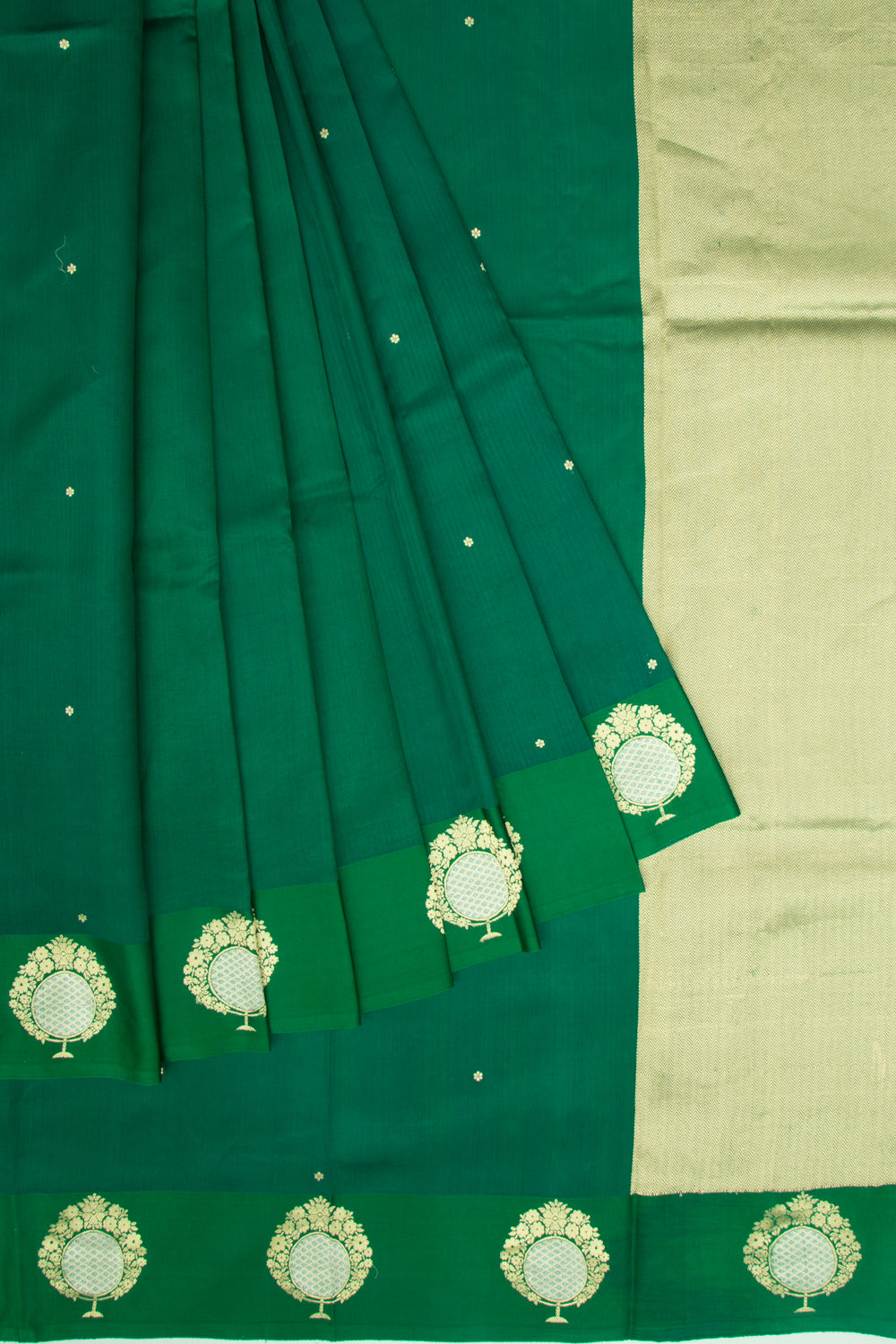 Banarasi Katan Silk Butta Green Saree