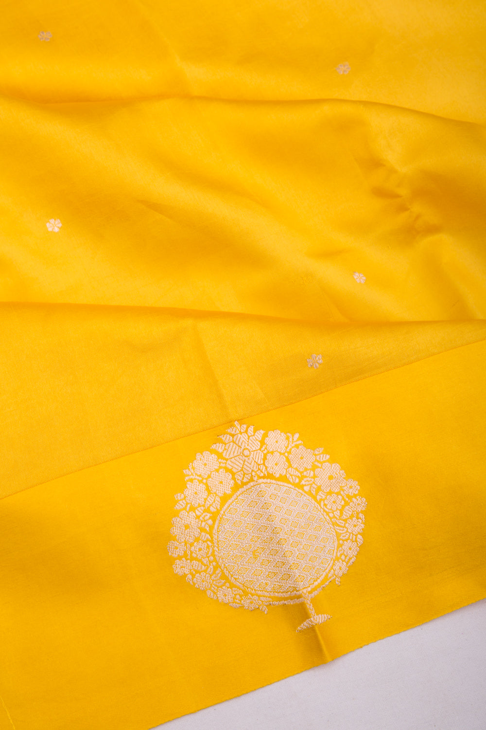 Banarasi Katan Silk Butta Yellow Saree