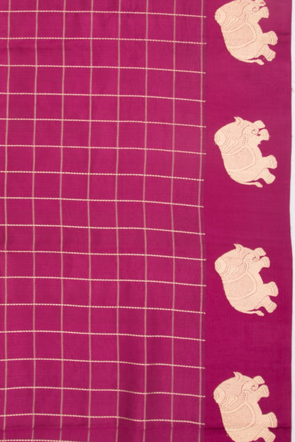 Banarasi Katan Silk Checks Purple Saree