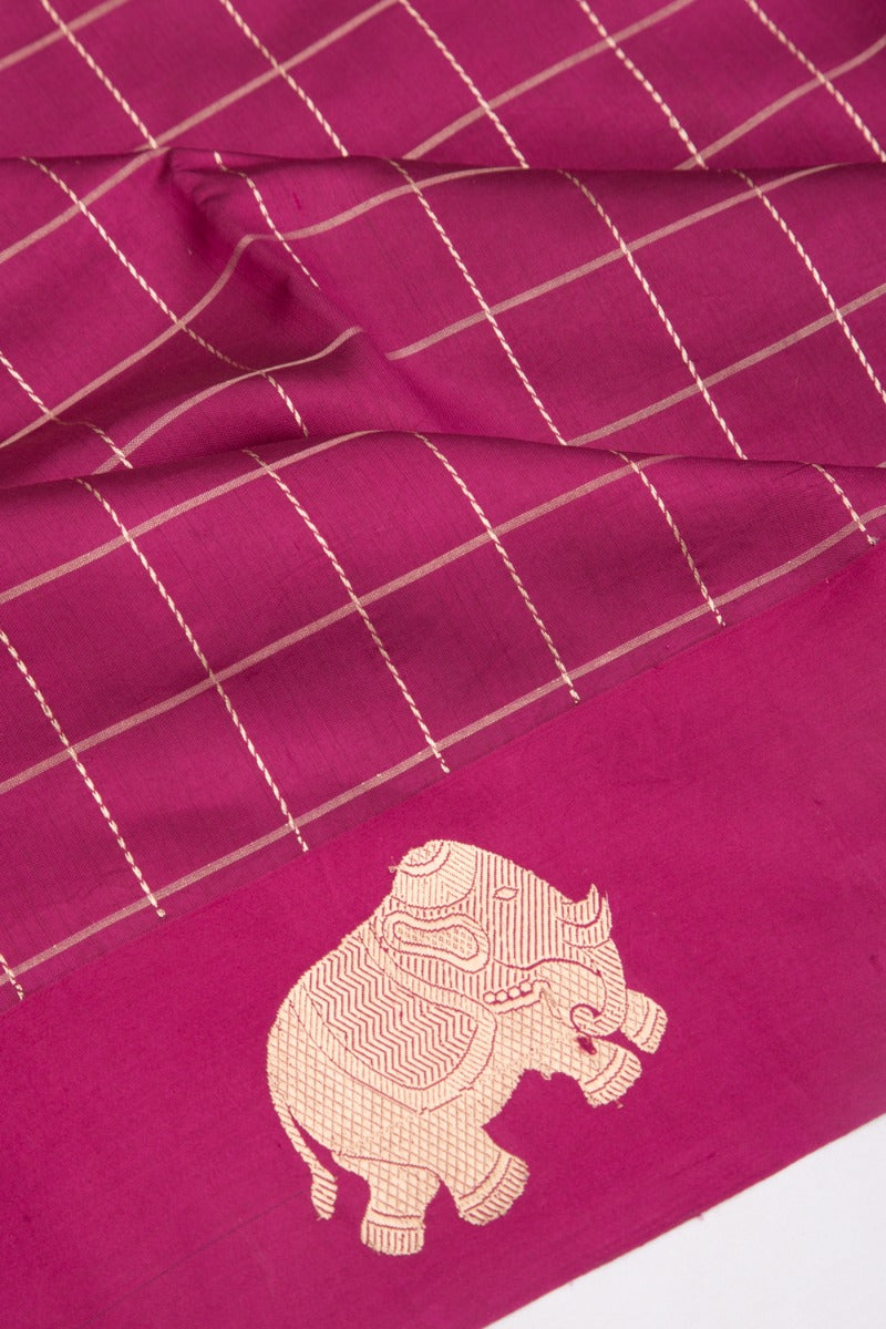 Banarasi Katan Silk Checks Purple Saree