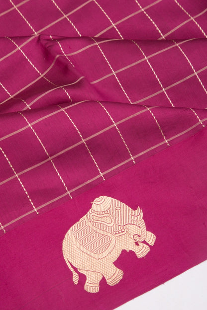 Banarasi Katan Silk Checks Purple Saree