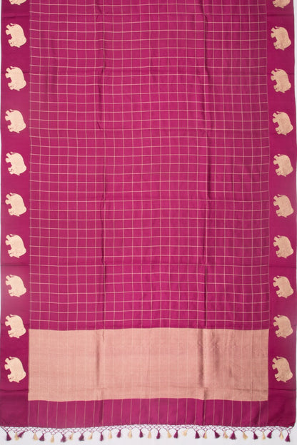 Banarasi Katan Silk Checks Purple Saree