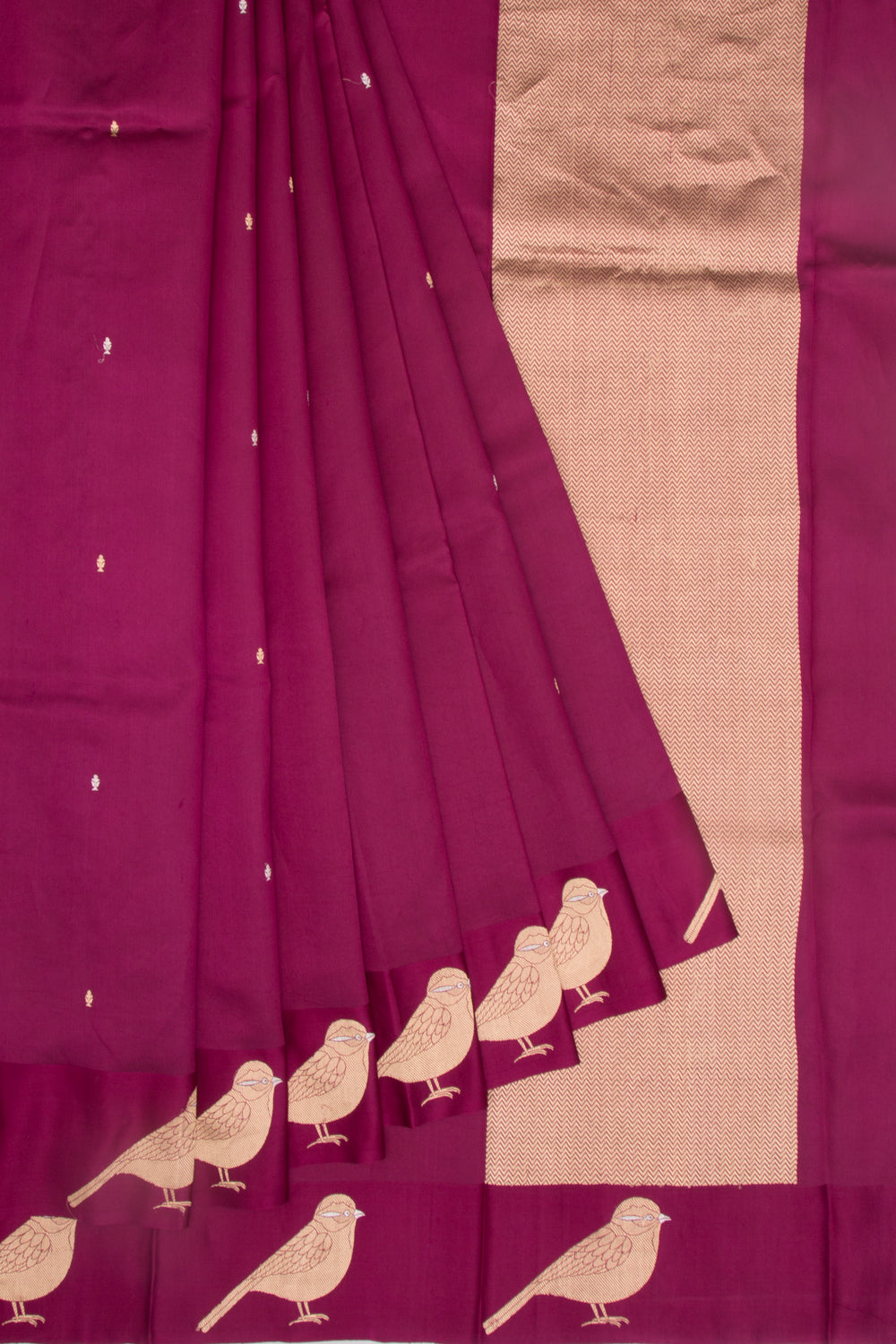 Banarasi Katan Silk Butta Burgundy Saree