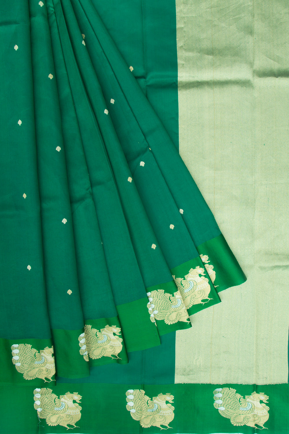 Banarasi Katan Silk Butta Green Saree
