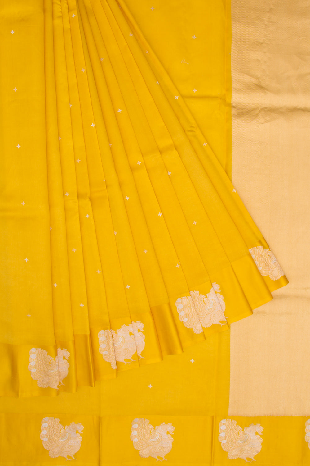 Banarasi Katan Silk Butta Yellow Saree