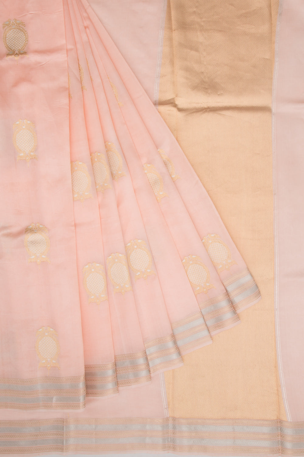Banarasi Katan Silk Butta Pastel Pink Saree
