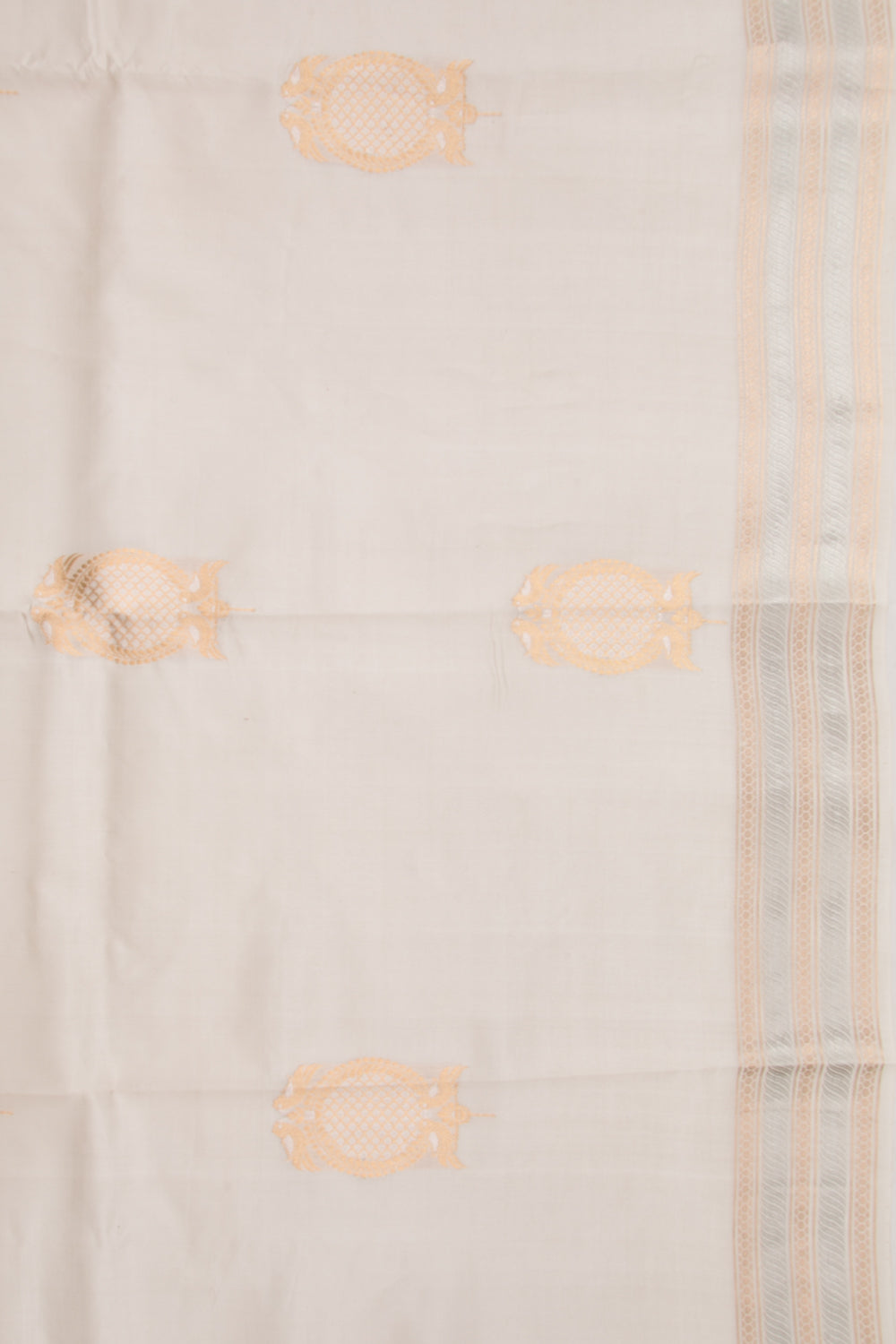 Banarasi Katan Silk Butta Off-White Saree