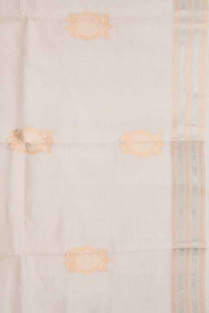 Banarasi Katan Silk Butta Off-White Saree
