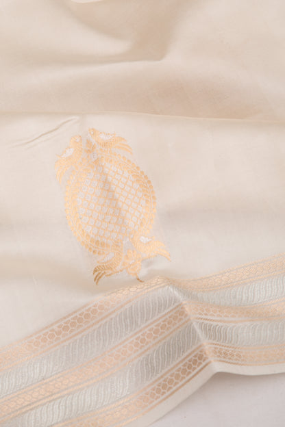 Banarasi Katan Silk Butta Off-White Saree