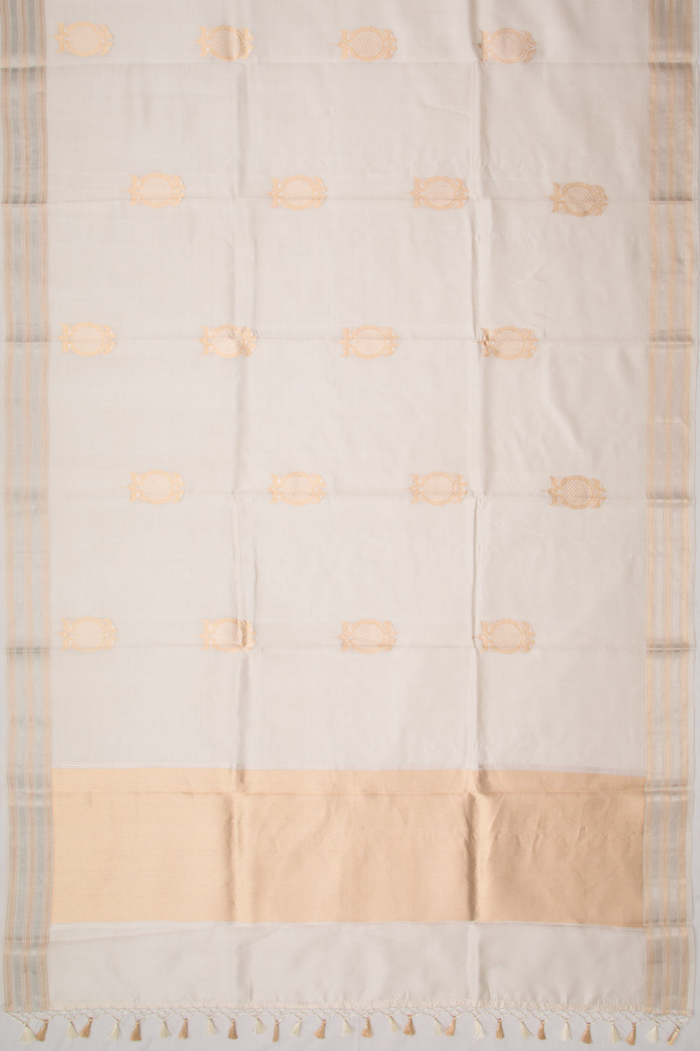 Banarasi Katan Silk Butta Off-White Saree