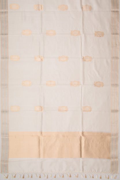 Banarasi Katan Silk Butta Off-White Saree