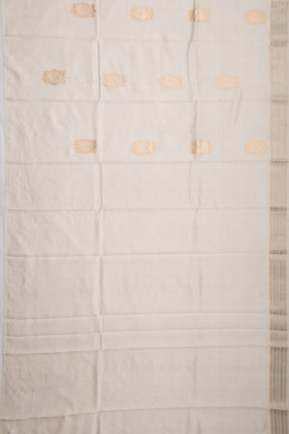 Banarasi Katan Silk Butta Off-White Saree