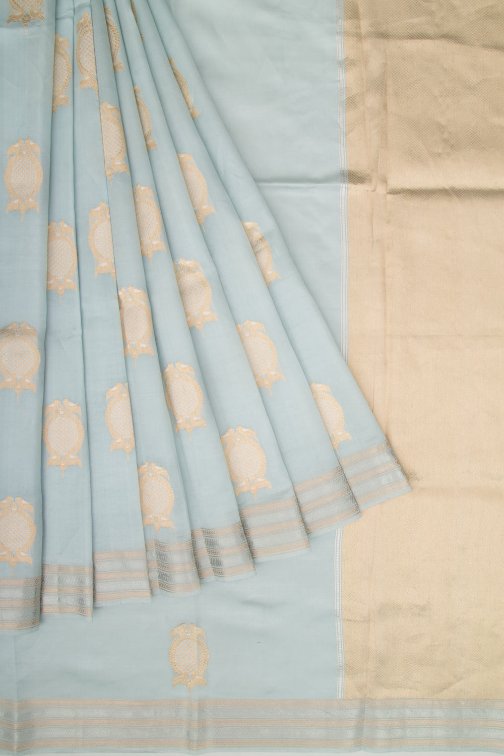 Banarasi Katan Silk Butta Pastel Blue Saree