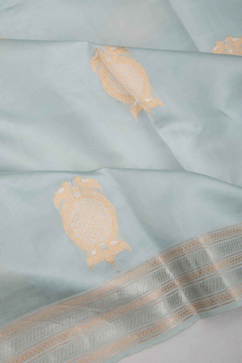 Banarasi Katan Silk Butta Pastel Blue Saree