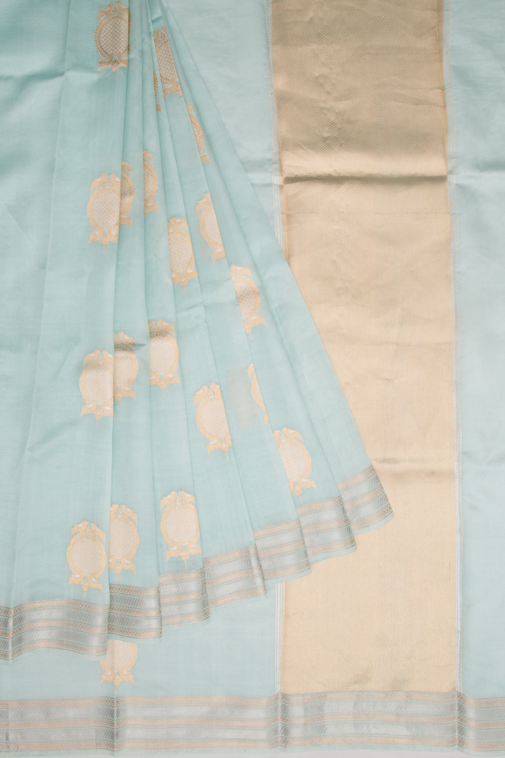 Banarasi Katan Silk Butta Pastel Blue Saree