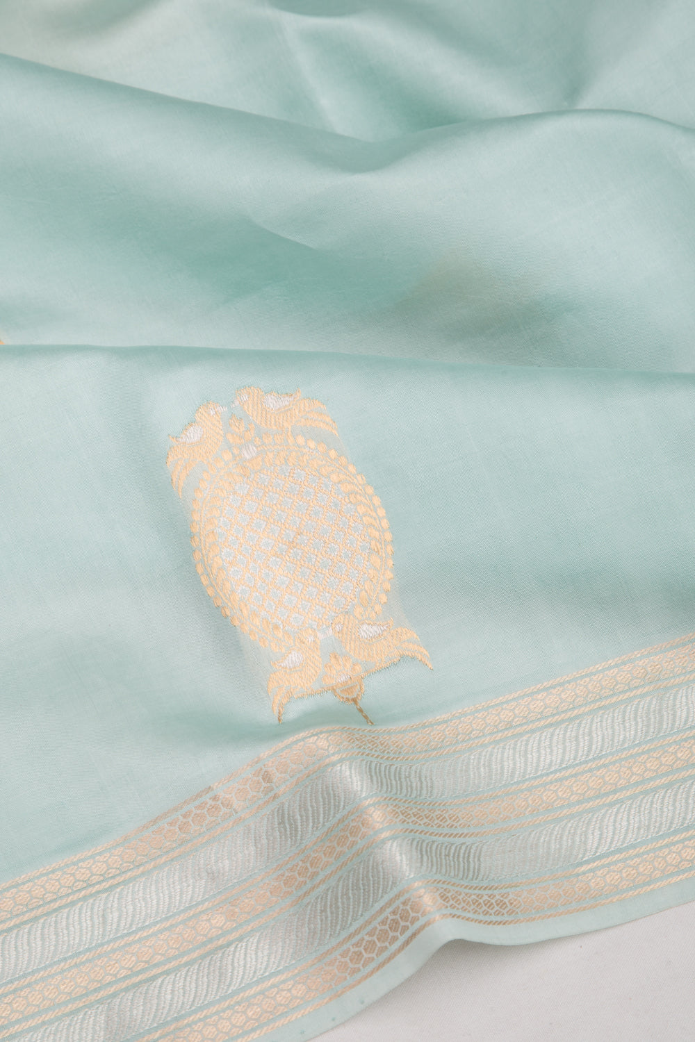 Banarasi Katan Silk Butta Pastel Blue Saree