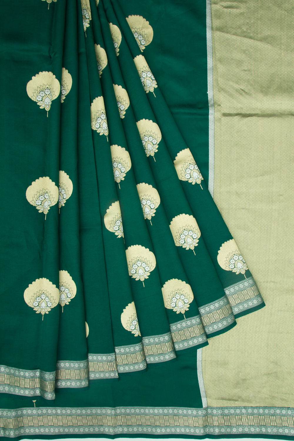 Banarasi Katan Silk Butta Green Saree