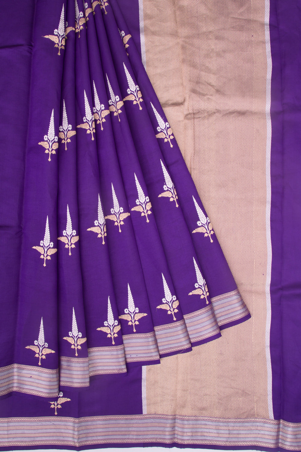 Banarasi Katan Silk Butta Violet Saree