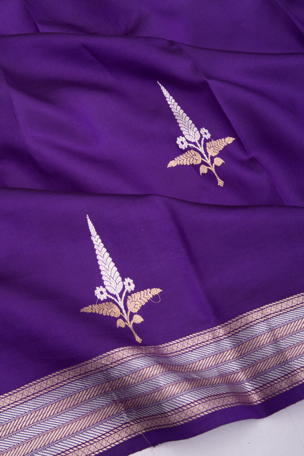 Banarasi Katan Silk Butta Violet Saree