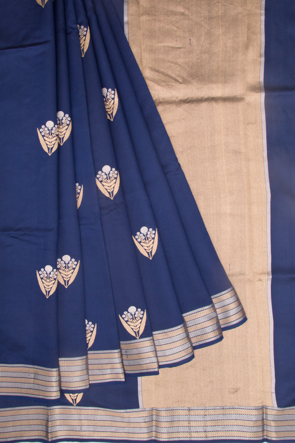 Banarasi Katan Silk Butta Dark Blue Saree