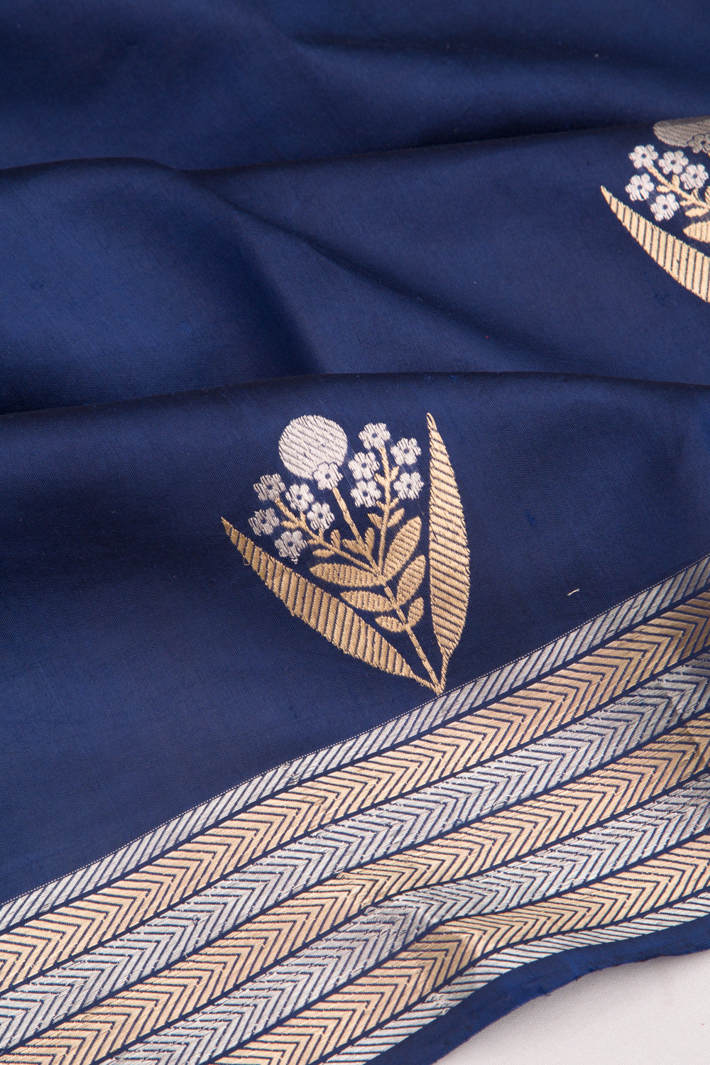 Banarasi Katan Silk Butta Dark Blue Saree