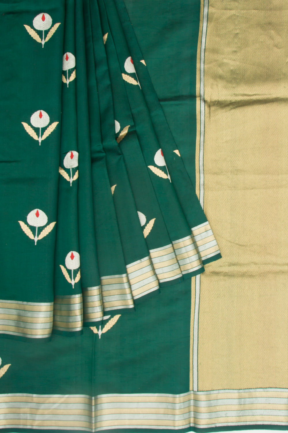 Banarasi Katan Silk Butta Green Saree