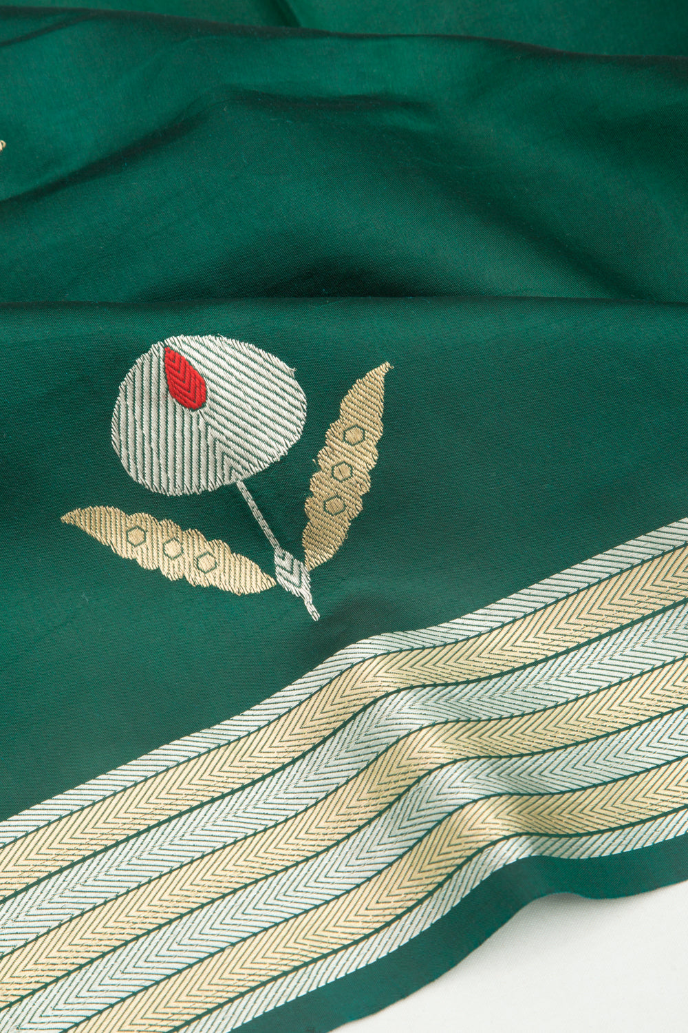 Banarasi Katan Silk Butta Green Saree