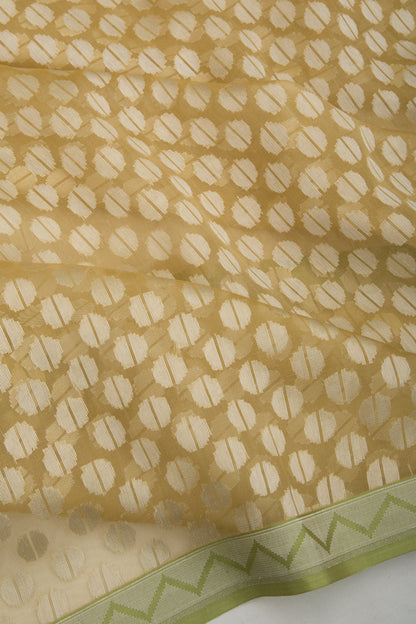 Organza Brocade Yellow Saree