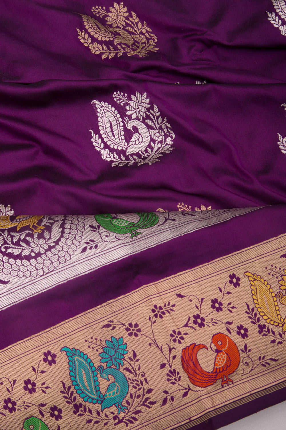 Banarasi Silk Kadwa Butta Purple Saree