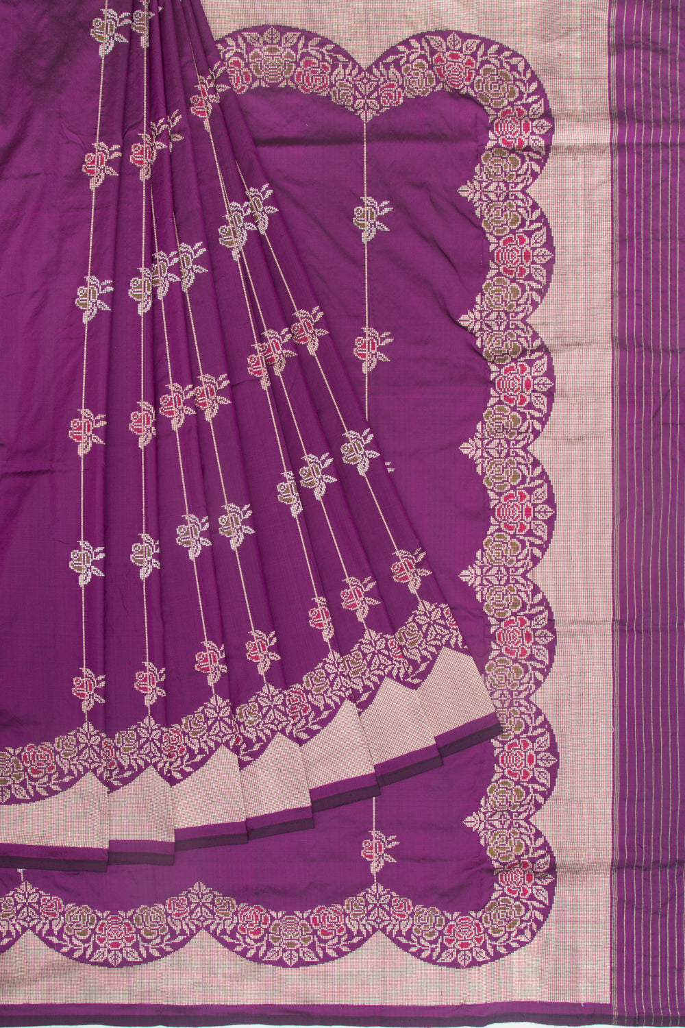 Banarasi Silk Kadwa Butta Purple Saree