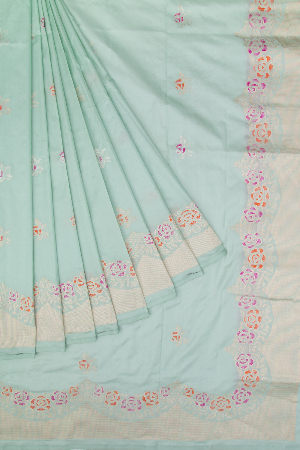 Banarasi Silk Kadwa Butta Pastel Blue Saree