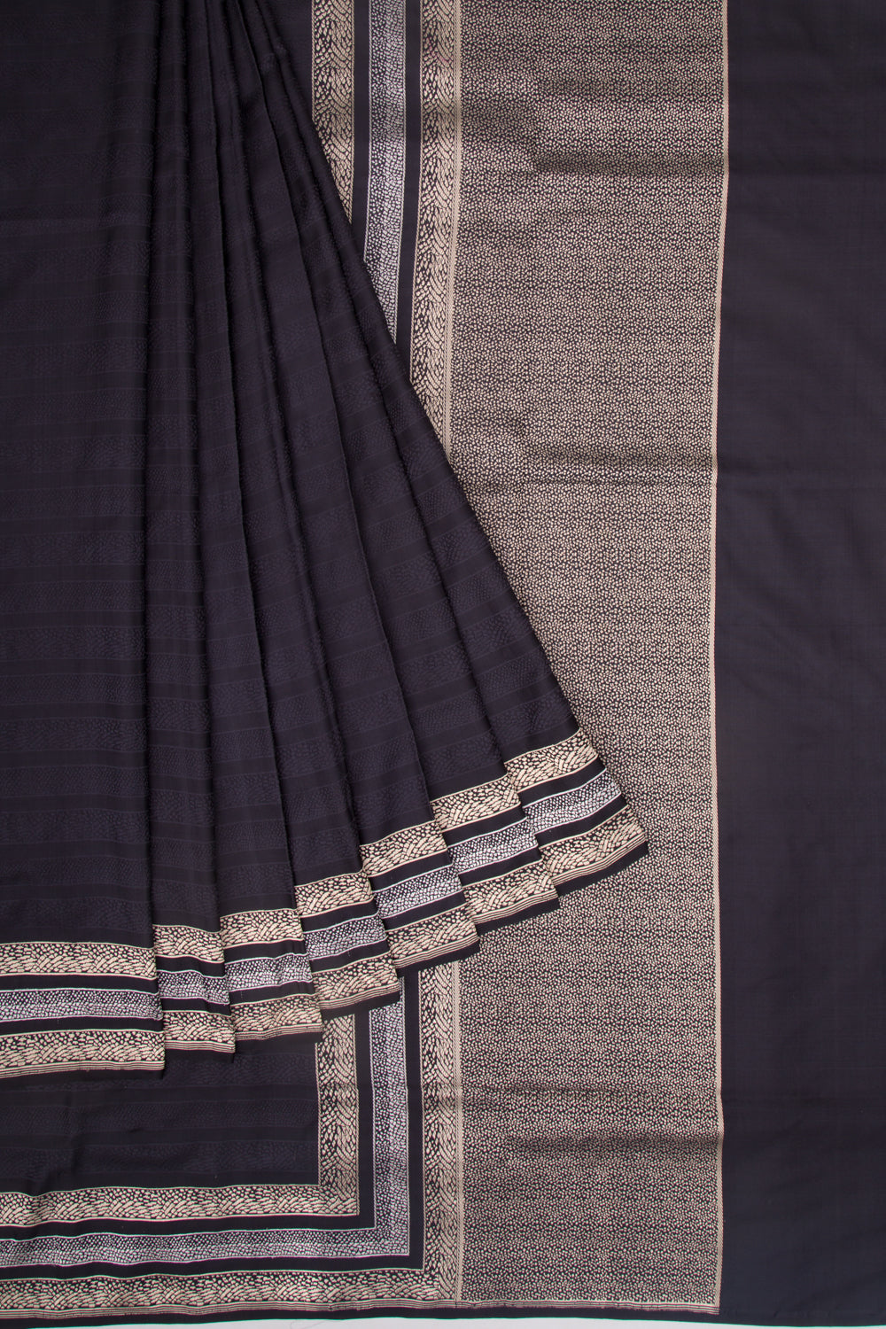 Banarasi Satin Black Saree With Tanchoi Work