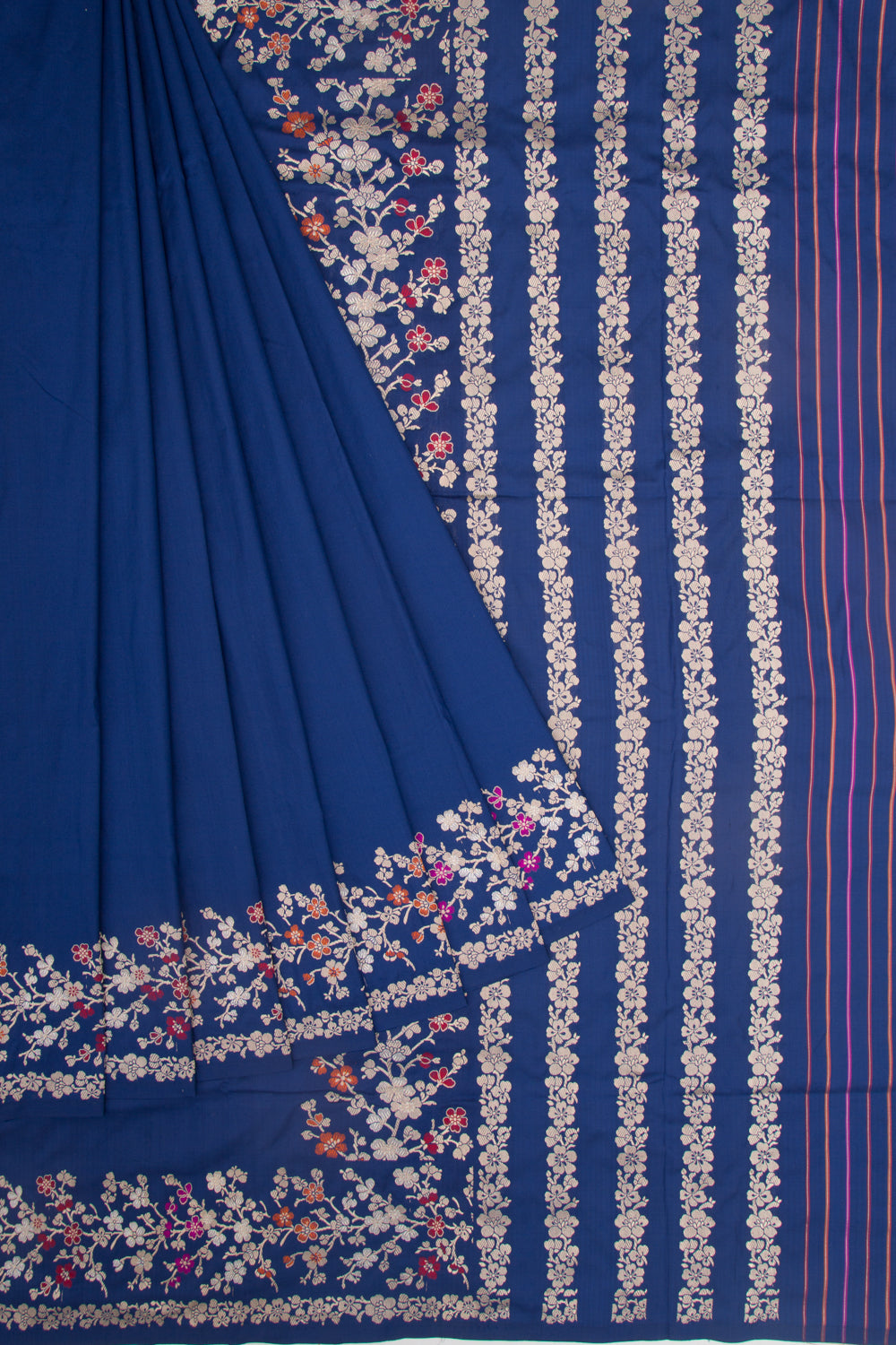 Banarasi Silk Kadwa Plain Blue Saree