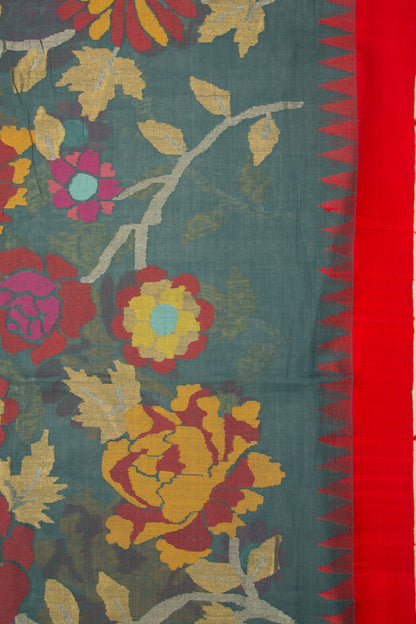 Ponduru Handspun Cotton Jamdani All Over Grey Saree