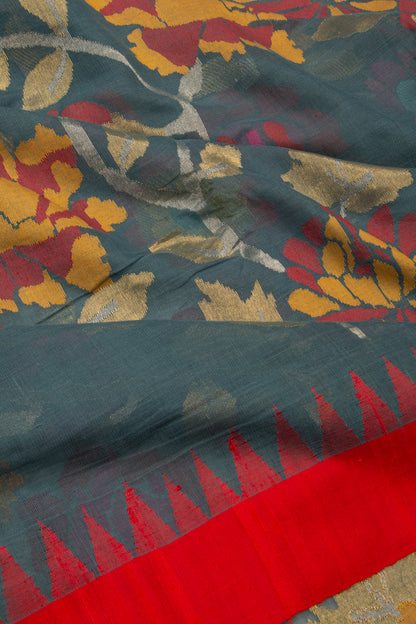 Ponduru Handspun Cotton Jamdani All Over Grey Saree