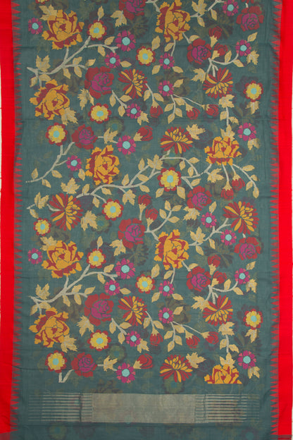 Ponduru Handspun Cotton Jamdani All Over Grey Saree