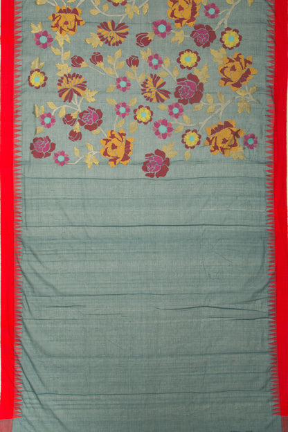 Ponduru Handspun Cotton Jamdani All Over Grey Saree
