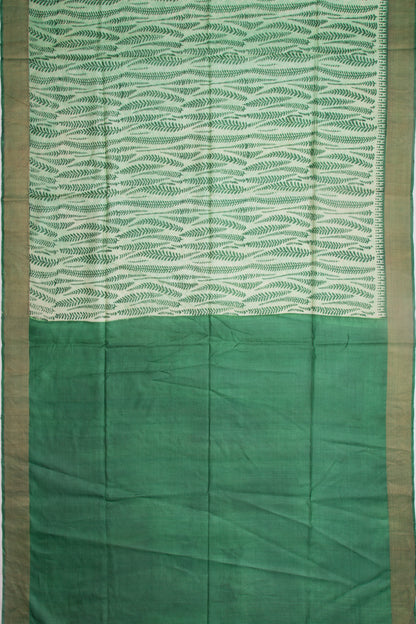 Tussar Block Printed Pastel Green Saree