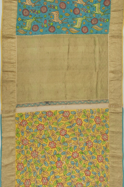 Kanchipuram Silk Kalamkari Blue Saree